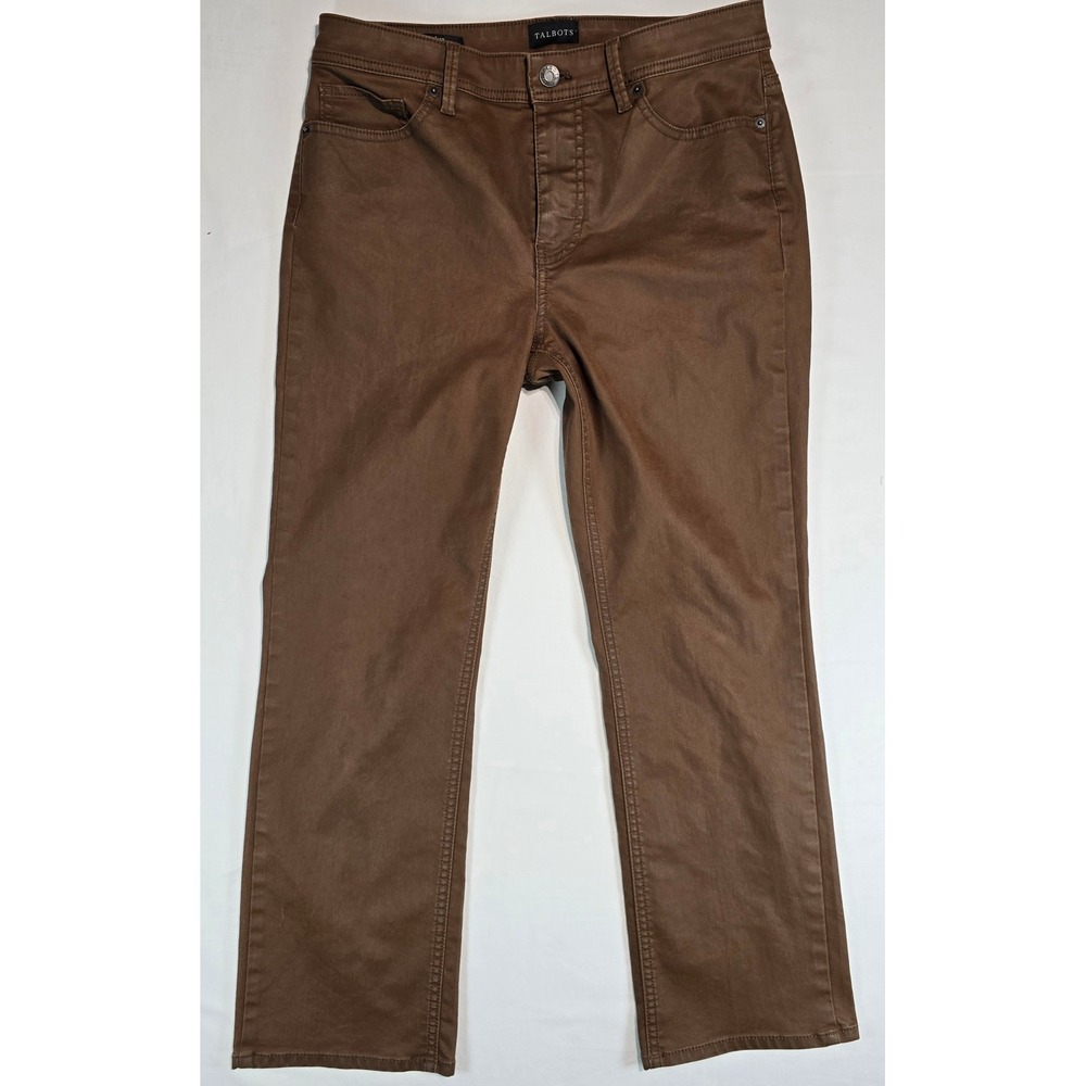 Talbots Demi Boot‎ Crop Jeans Brown Coated Stretch Denim Pants Womens Size 4